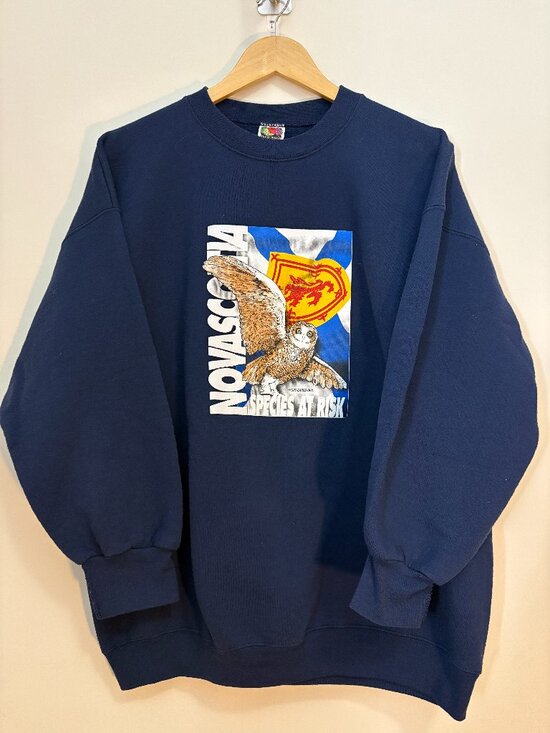 90s Fruit of the Loom BEST Other - VTG 90s Fruit of the Loom BEST Nova Scotia Owl Sweatshirt Double Sided Canada XL
